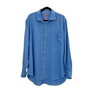 J. McLaughlin 100% Linen Men's Gramercy Button Down Shirt in French Blue Size XL